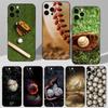 B-Бейсбольный чехол для телефона для iPhone 16,15,14,13,12,11 Plus,Pro Max,XS,X,XR,SE,Mini,8,7 Мягкий силиконовый черный чехол