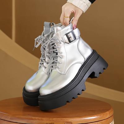 Мода 2024 года, модные новые женские ботильоны из лакированной кожи, на молнии, сапоги в стиле Лолита на платформе, зимние сапоги в стиле ретро, готика, Botas Mujer