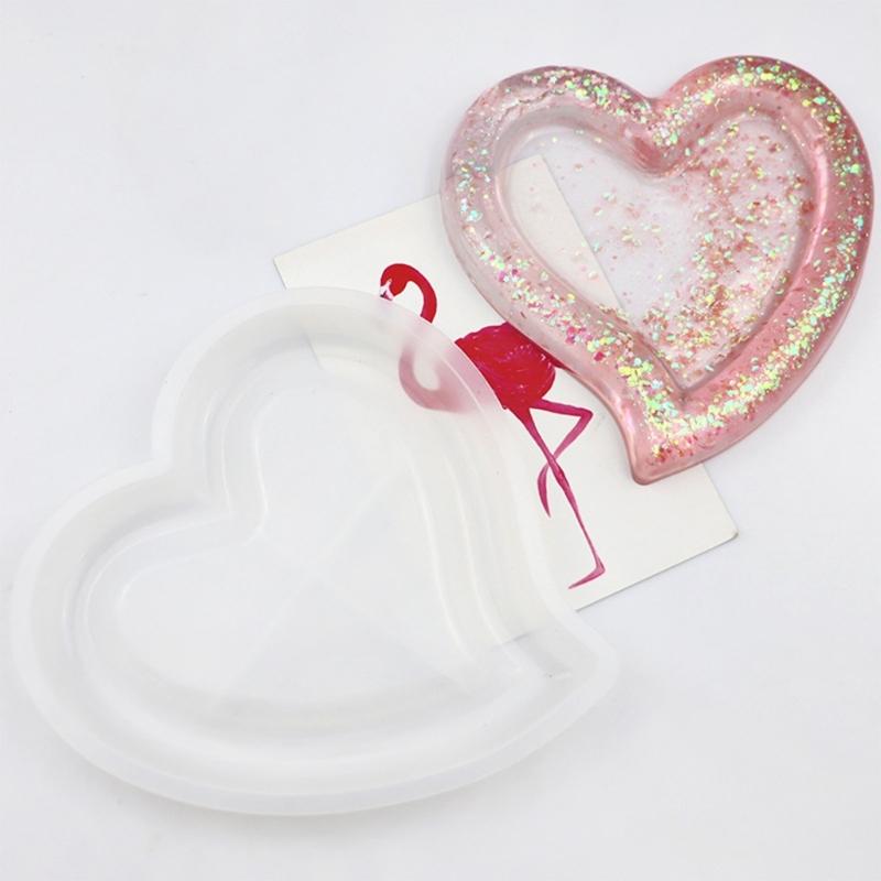 3Pieces Heart Shape Silicones Mold Flexible Design For Epoxy Jewelry Container Tray Home Decorations Crafting Mould
