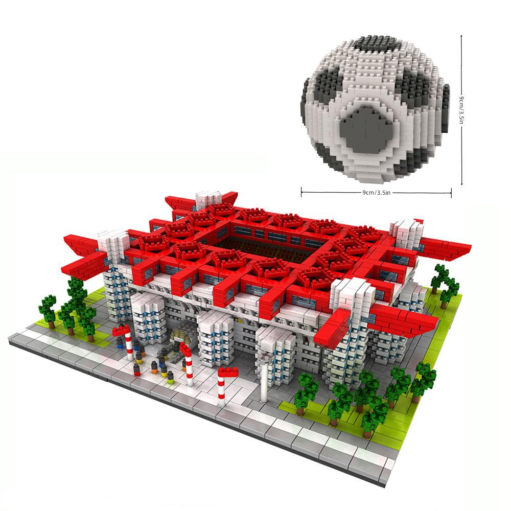 Knew Built Madrid Soccer Stadium with Soccer Ball Micro Blocks Building Toys Experience the Joy of Footballive Good Deco Gift