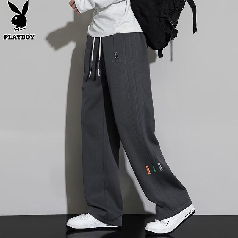 PLAYBOY Men's Straight-Leg Casual Curved Sport Pants