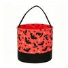 Reversible Design Halloween Tote Bags Soft Round Cylinder Pumpkin Baskets  Halloween Party Decor