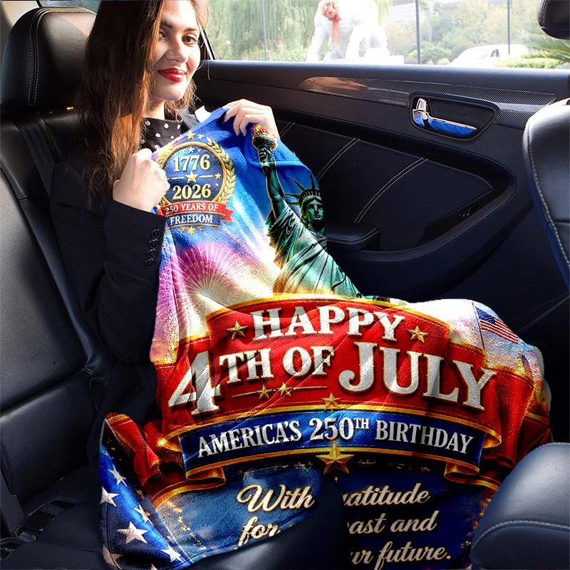 1pc Independence Day Celebration Flannel Blanket Soft Warm Throw Blanket for Bedroom Living Room Bed Travel Camping Picnic Gift. MT7160123
