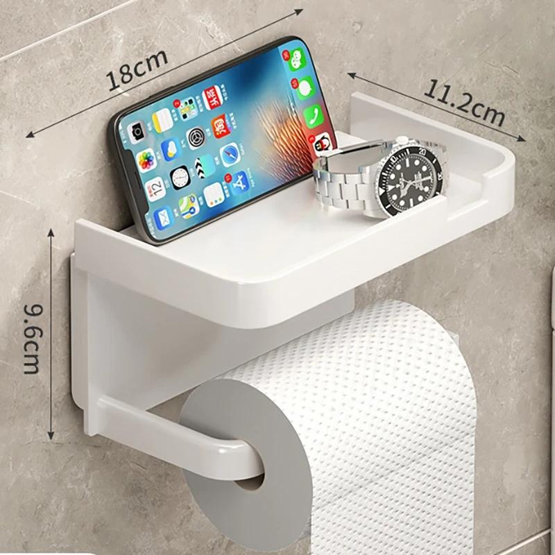 Настенный держатель для туалетной бумаги, нержавеющая утолщенная пластиковая полка для хранения для ванной комнаты, кухни, держатель для рулона туалетной бумаги