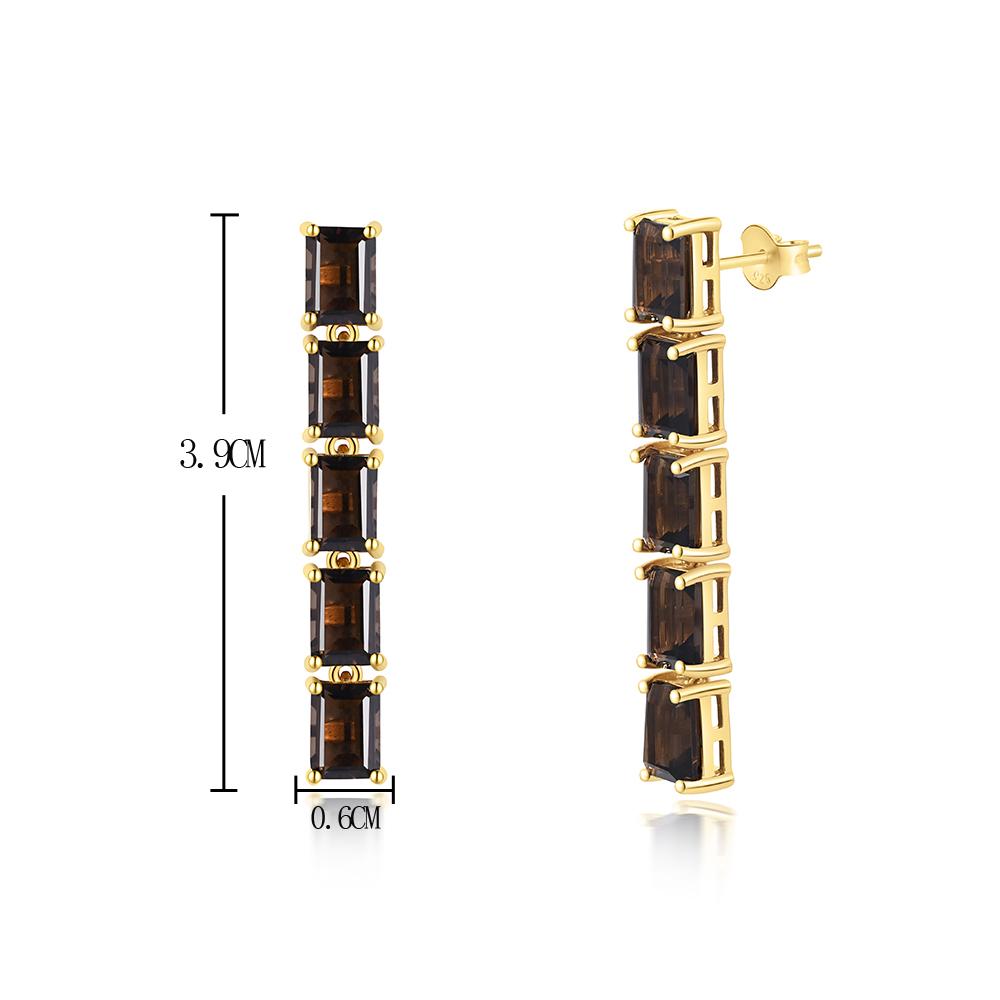 Роскошные серебряные серьги в нежном стиле с дымчатым кварцем и натуральными драгоценными камнями, модные элегантные модные элегантные серьги для женщин и девочек, одежда для банкетов и вечеринок