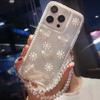 Stylish Pearl Snowflake Bow Phone Case With Crystal Bracelet For iPhone 15 14 13 12 11 Pro Max Luxury Girl Phone Case