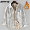 Зимняя теплая рубашка, мужская клетчатая рубашка с длинным рукавом, повседневные повседневные рубашки, хлопковая флисовая рубашка с лацканами, молодежная мода, утолщенные свободные мужские топы