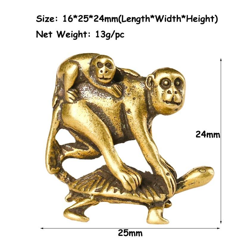 Антикварные бронзовые черепахи, несущие обезьян, миниатюрные фигурки, настольные украшения, аксессуары, медные забавные детские подарки
