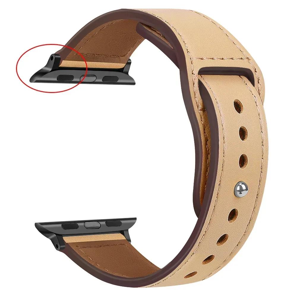 Кожаный ремешок для Apple, ремешок для часов 44 мм, 45 мм, 41 мм, 40 мм, 49 мм, 42 мм, 38 мм, 45, 44 мм, браслет Correa iWatch series 3, 4, 6 SE, 7, 8, ультра