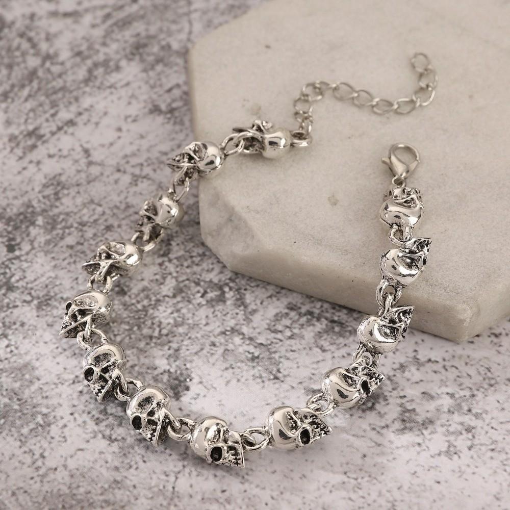 Gothic Skull Necklace Hip Hop Beaded Bracelet Creative Clavicle Chain Party