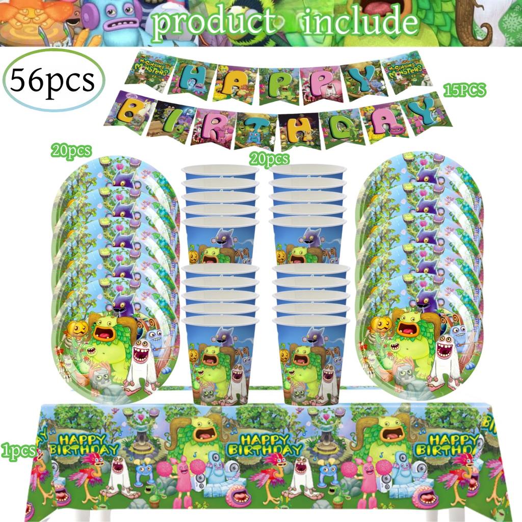 Декор на День Рождения My Singing Monsters на 20 человек Одноразовая Посуда Скатерть Тарелка Детский Праздник Подарок для Детей Мальчишник Товары для Вечеринки