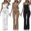 New Versatile Casual And Fashionable Women'S Solid Color Jumpsuit With Square Collar Sexy Hip Lifting And Slim Fit Sports Jumpsuit