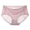 Женские трусы со средней талией из ледяного шелка размера плюс, эластичные, тонкие, мягкие, дышащие, антисептические, бесшовные, полосатые, кружевные, женские трусы, трусы