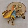 Золотое покрытие, маркировка Kf, европейские и американские товары, трехмерная цветная глазурь, точечное сверление, брошь «Летающая фея».