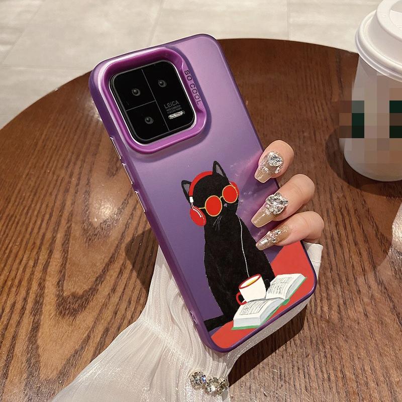 Черный чехол Cat для iPhone 16 Samsung A55 A35 A34 S24 FE Xiaomi Redmi Note 13 Pro 14C Huawei Honor 200 противоударный бампер для телефона с защитой от царапин