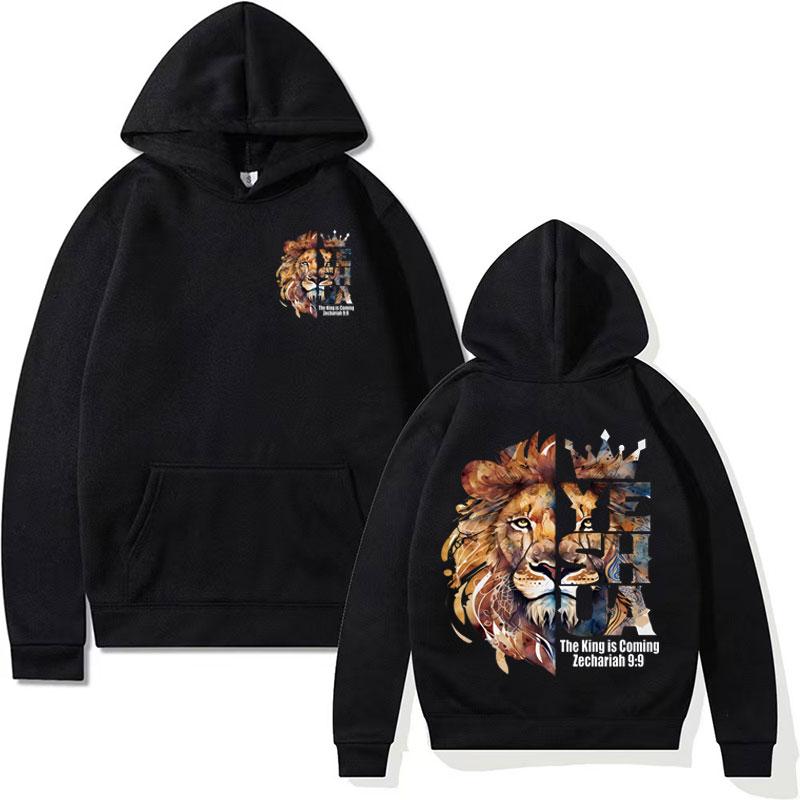 Lion Yeshua Crown Christian Apparel Hoodies Bible Verse Harajuku Aesthetic Sweatshirts Men Women Gothic Casual Hoodie Streetwear