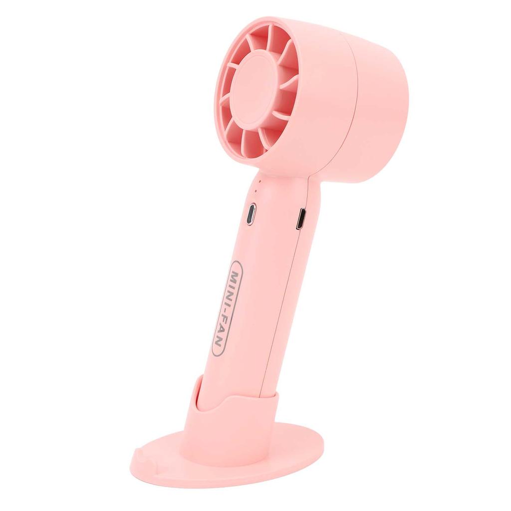Portable Handheld Fan USB Rechargeable 3 Wind Speeds Safe Turbo Mini Fan for Outdoor Travel Camping Pink