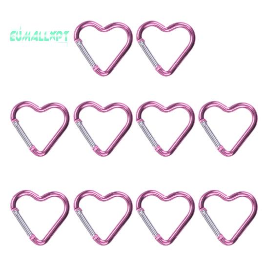 10 шт. карабинные крючки в форме сердца, компактные быстросъемные карабины, зажимы, прочные несущие держатели для ключей, принадлежности для кемпинга