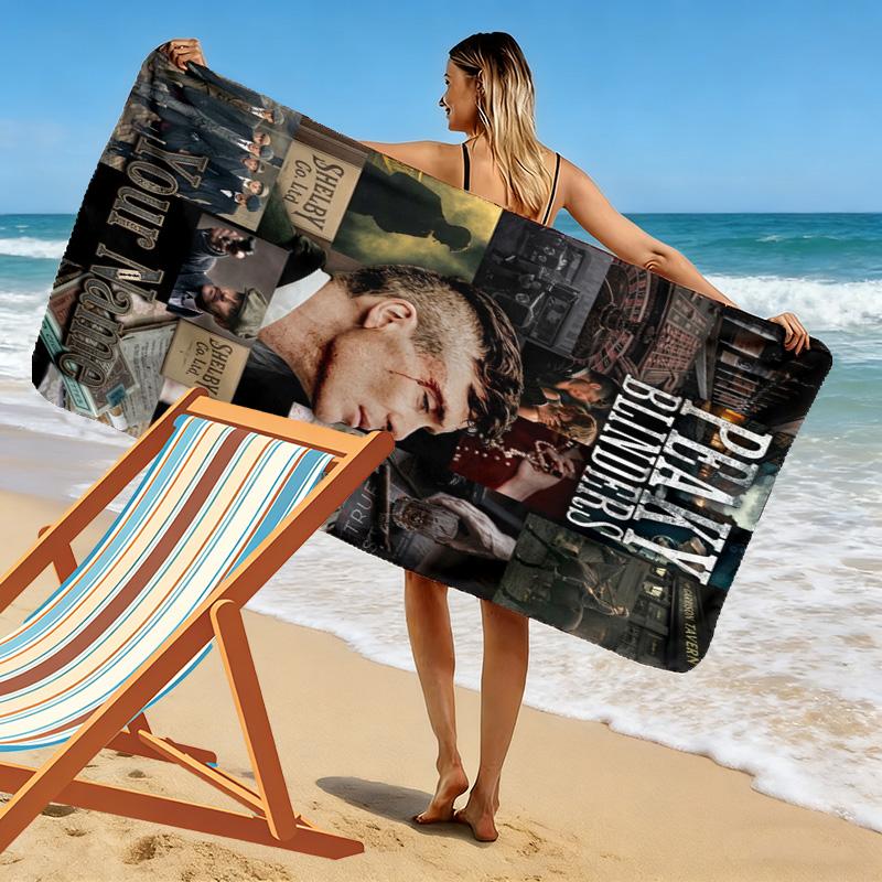 Name Custom Thomas Shelby Print Beach Towel, Large Soft Quick Dry Towel for Beach Camping Swimming