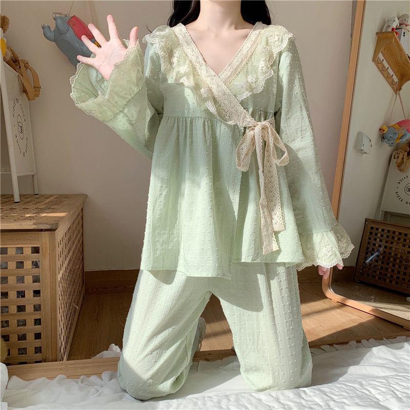 Pure Cotton Pajamas for Women, Lace Kawaii Clothes, Long-sleeved Trousers, Pajamas Set, Home Wear, Pajamas for For Women