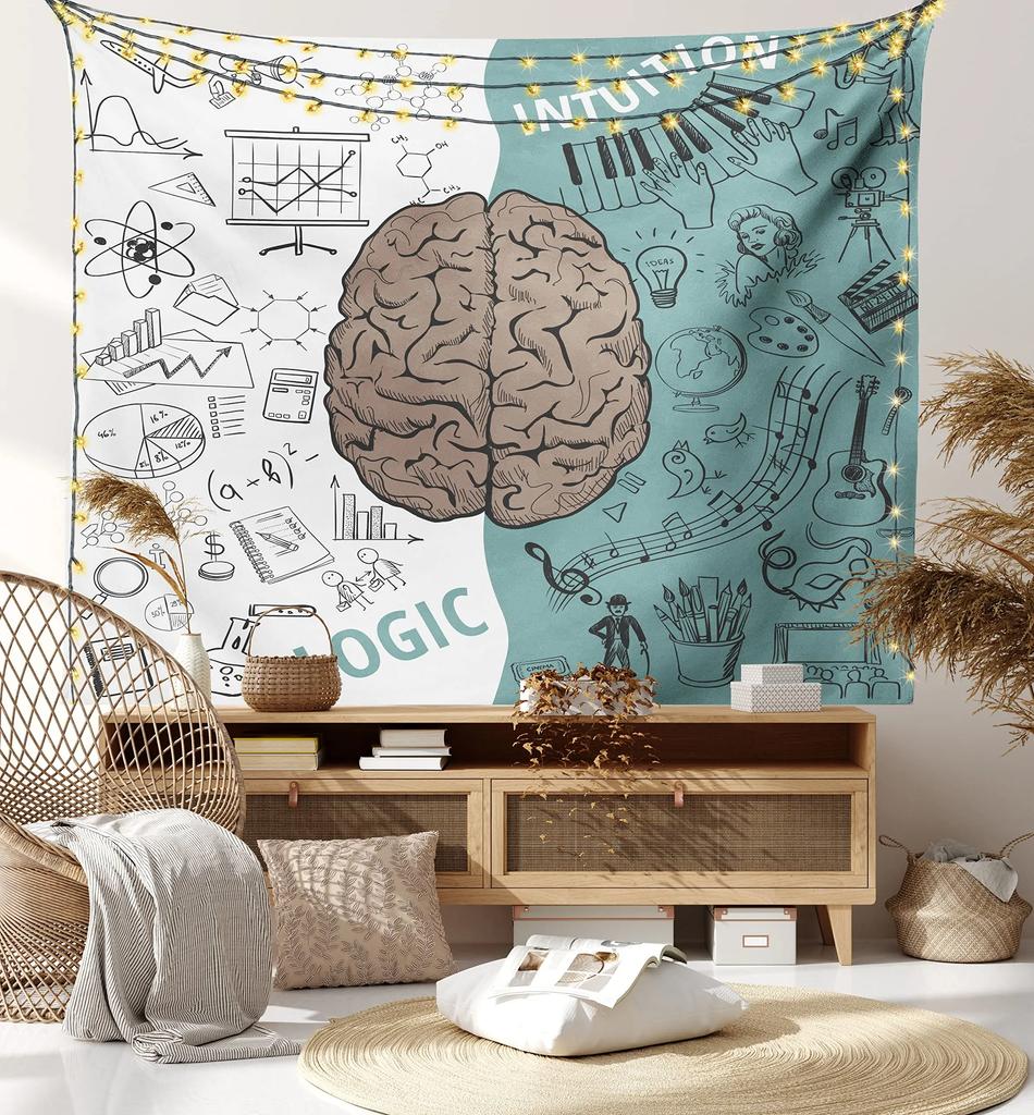 Научный гобелен Черный принт Биология Гобелены Тема Образование Настенный декор для дома Спальня Гостиная Общежитие Настенное одеяло