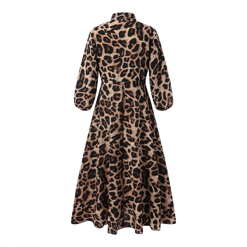 VONDA Весеннее женское вечернее платье с леопардовым принтом, элегантное свободное длинное платье с длинными рукавами и V-образным вырезом