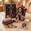 Beginner Friendly Sewing Project Halloween Patchwork Doll DIY Kit, Skeleton Witch Girl Handmade Easy Embroidery Starter Set Fabric Craft for