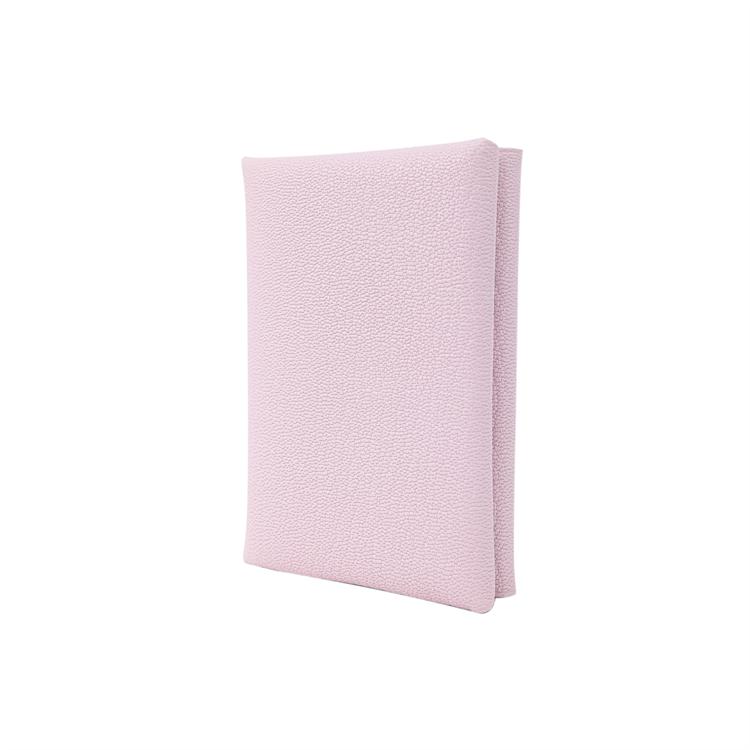 Hermes Calvi Duo Solid Color Minimalist Flap Card Holder Women Card Holder Mauve-Pale H082977CK09