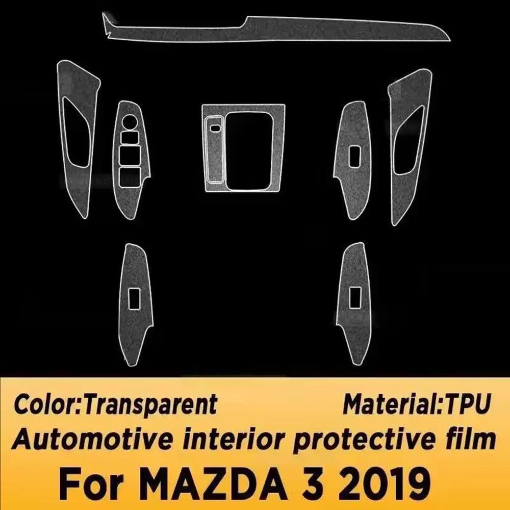 Пленка для салона автомобиля для Mazda 3 2019-2025 Панель приборов Пиано-панель Центральная консоль переключения передач Антицарапающая Прозрачная TPU Заранее вырезанная пленка