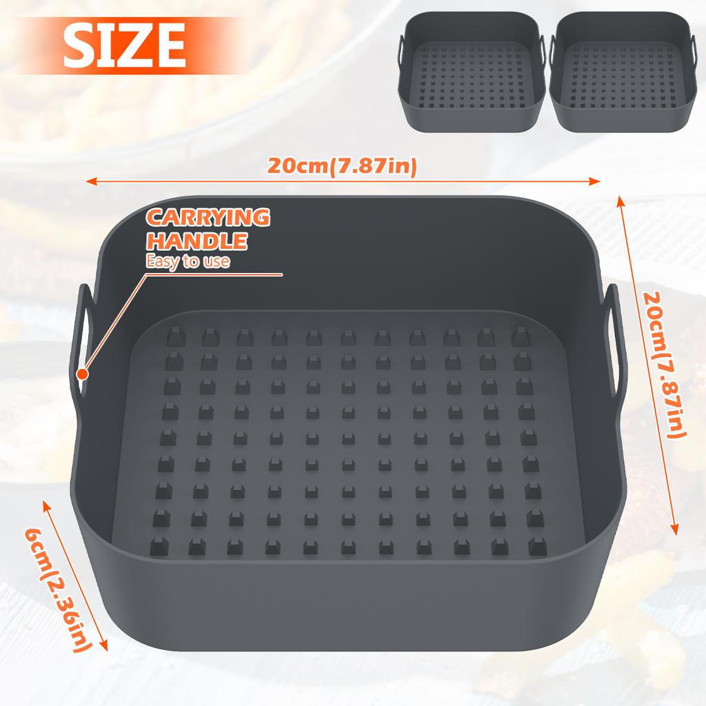 2/3Pcs Reusable Airfryer Pan Liner Accessories Thick Square Air Fryer Silicone Pot Food Safe Non Stick Chicken Airfryer Basket