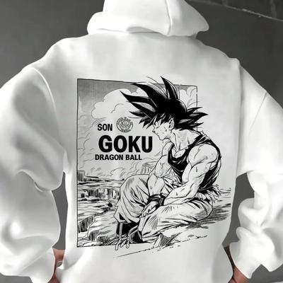 Аниме Dragon Ball Z Сон Гоку Худи в стиле манги с двусторонней печатью Удобная толстовка с капюшоном для фанатов и повседневной носки