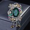 Винтажные креативные открытые кольца в тон цветка и листа для женщин, блестящие зеленые инкрустация камнями CZ, модные ювелирные изделия в стиле ретро, ​​подарок для свадебной вечеринки