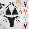 Женский комплект бикини с завязками по бокам, двухсекционный купальник с декором в виде морской звезды, сексуальные треугольные купальные костюмы для пляжного отдыха и бассейна с горячими источниками