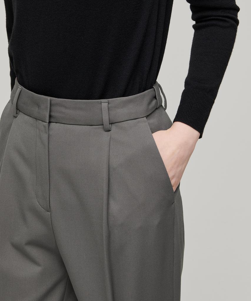 MUSINSA STANDARD WOMAN Женские свободные зауженные брюки из плотного флиса с скрытой эластичной талией [Тепло-серый]