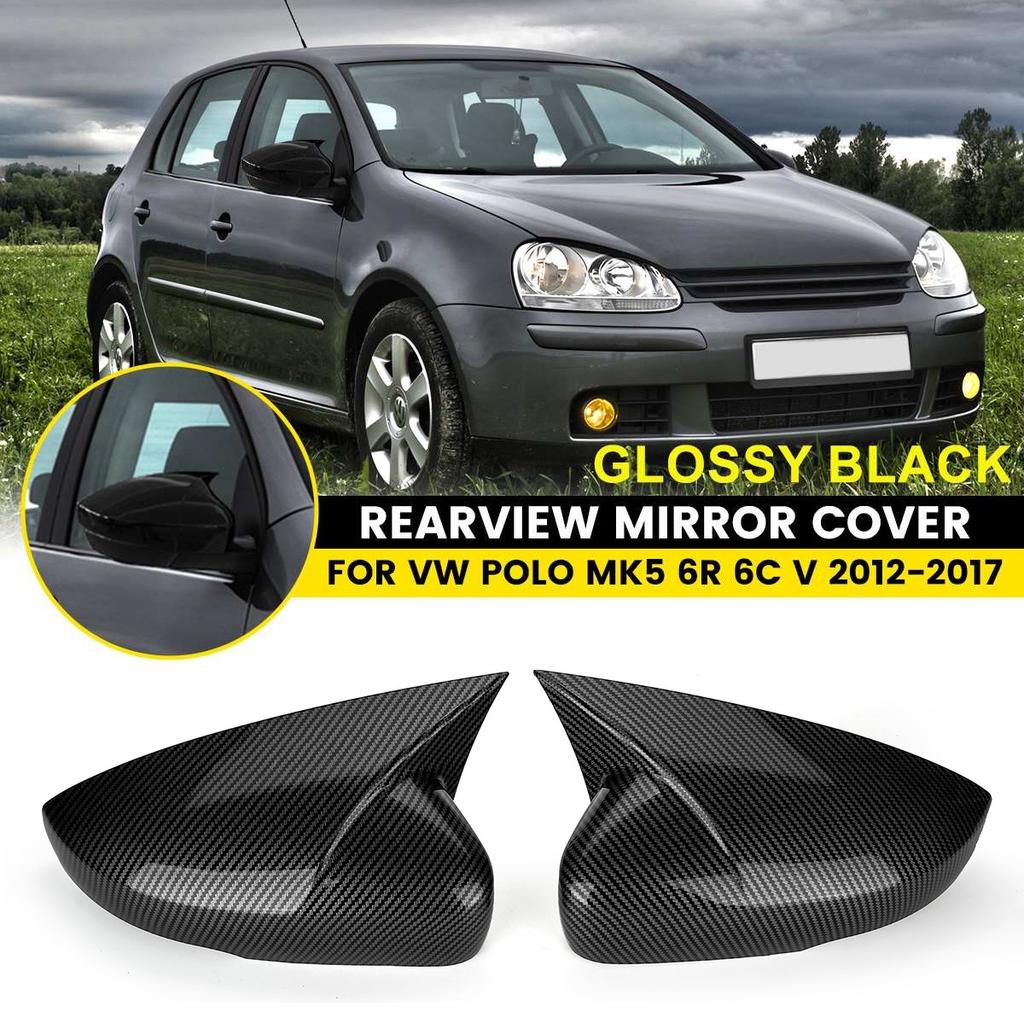 1 пара боковых крышек зеркал заднего вида, чехлы для зеркал, черный глянец, тюнинг для Volkswagen, VW, Polo Mk5 6R 6C V