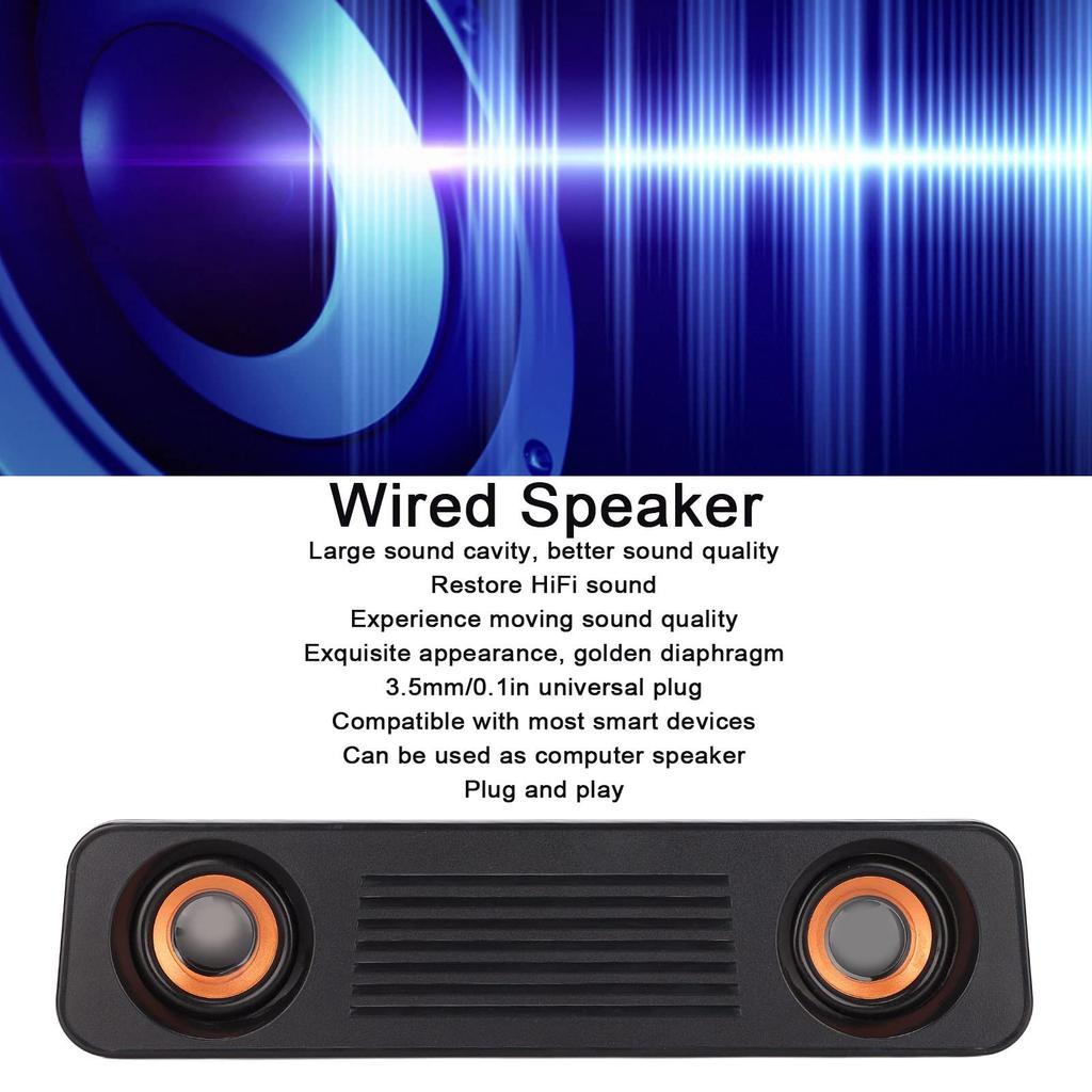 TV Soundbar USB Powered Plug HiFi Stereo Subwoofer TV Speaker Long Speaker for TV Desktop Computer 3.5mm