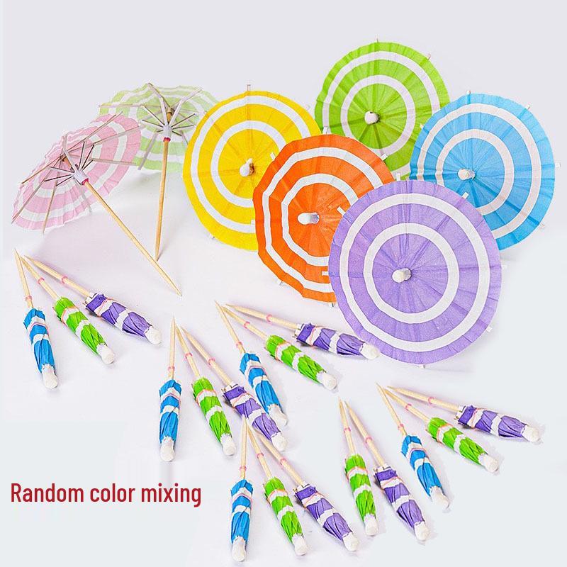 Tropical Cake & Cocktail Decoration Set: Coconut Tree, Umbrella, Insert Cards