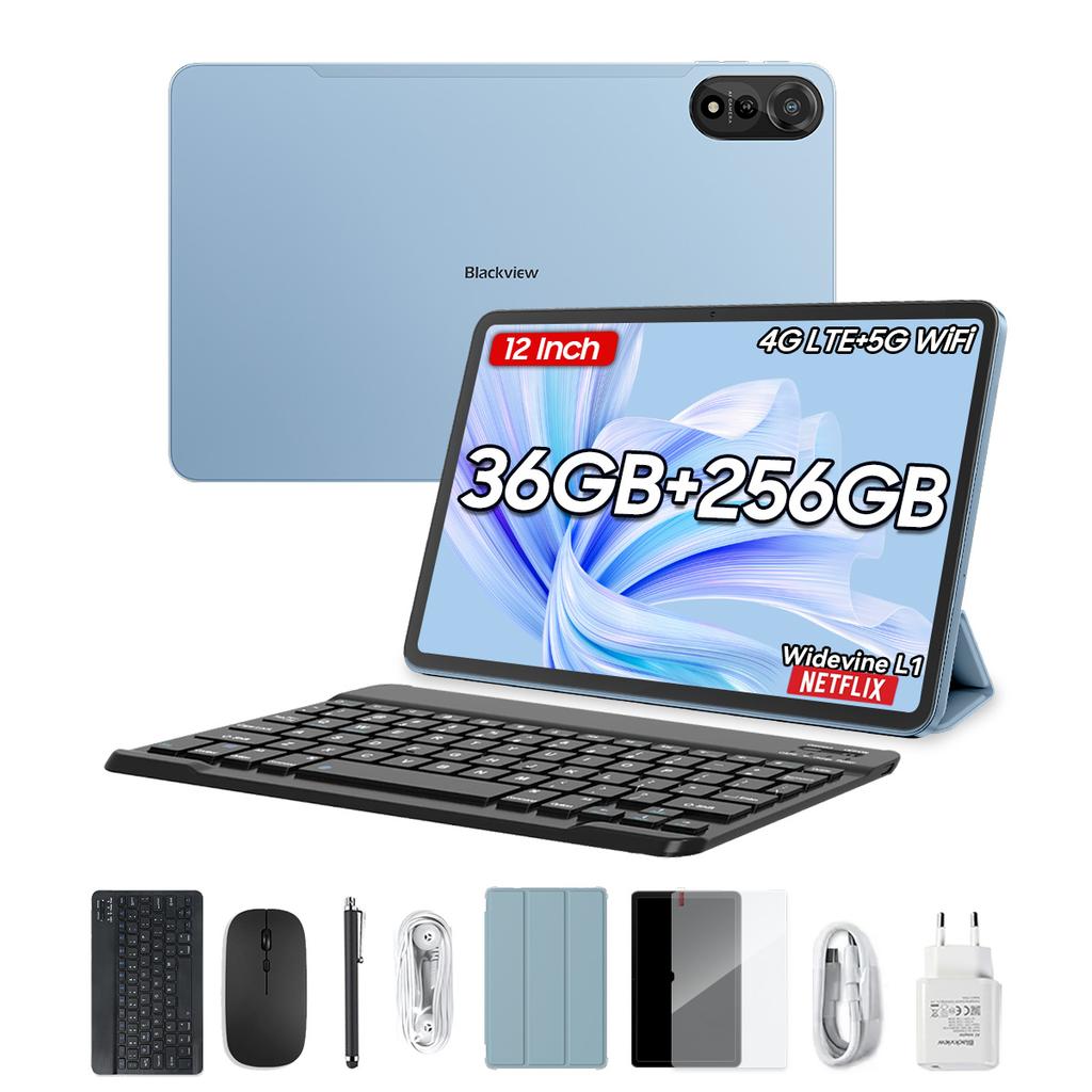 Blackview Планшет MEGA 2 Android 15 4G 12 дюймов 24 ГБ/36 ГБ ОЗУ 256 ГБ ПЗУ Widevine L1