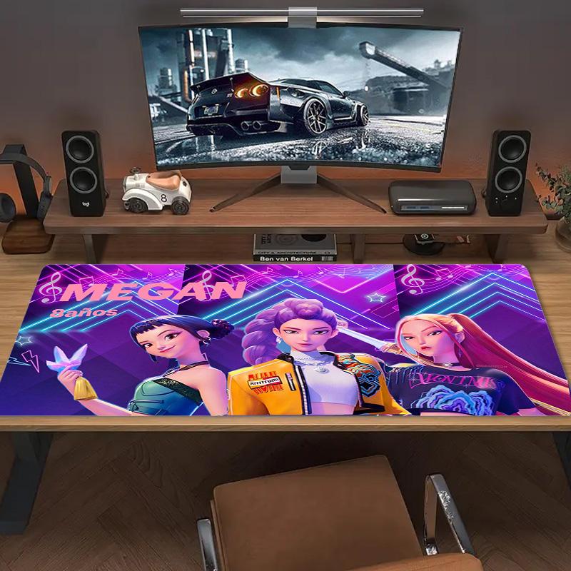 Demon Hunters Kpop Color Mouse Pad Large Gaming Table Cushion Non-slip Laptop Tablet Big Mousepad XXL Mat Mini PC Playmat With Lock edge
