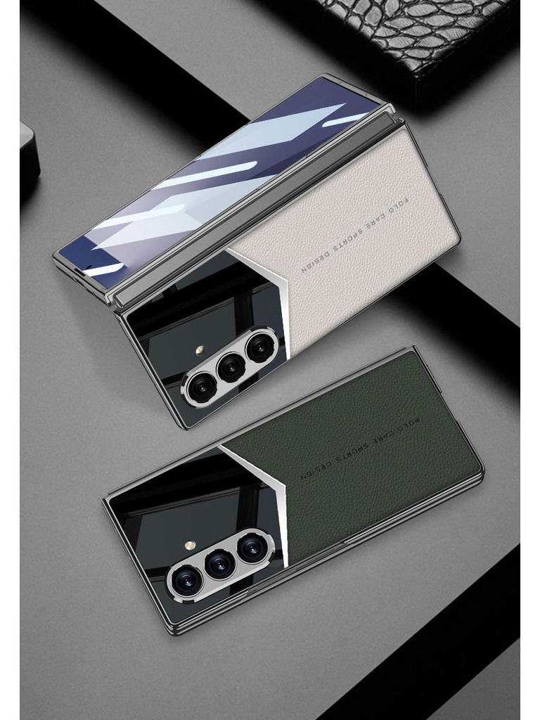 Samsung ZFold7 Гальванизированный Чехол-Книжка из Кожи Однотонный - Складная Крышка