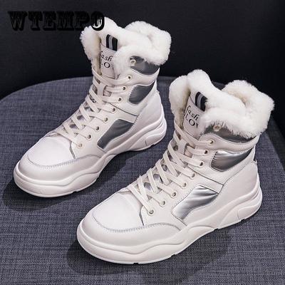 Женские зимние ботинки, черно-белые меховые сапоги, ботильоны из натуральной кожи, плюшевая теплая обувь, кроссовки, зимние сапоги, большие размеры 35-42