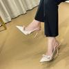 Pointed High Heels Women's Stiletto Temperament Socialite Single Shoes Spring New Fairy Style Bow Bag Head Sandals