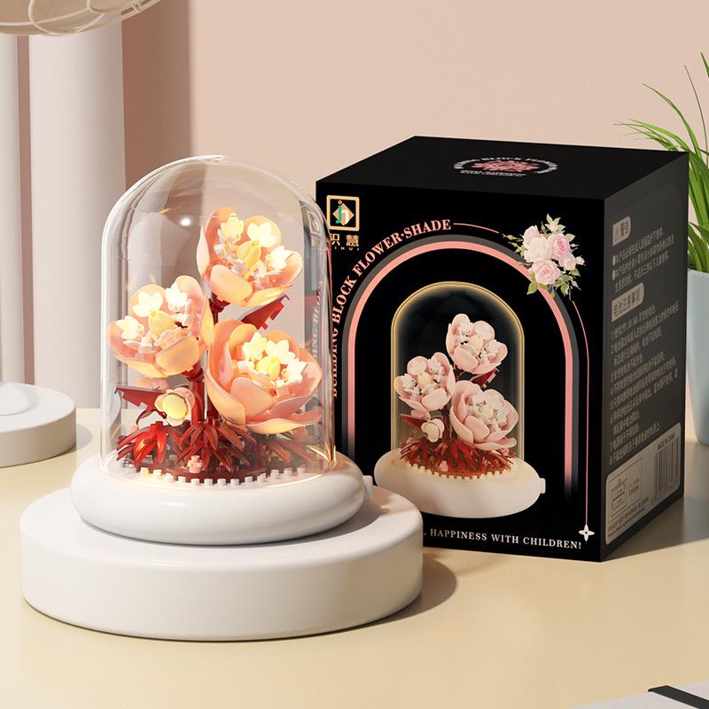 Valentine's Day Eternal Rose Bouquet: Compatible with Lego China Building Blocks, Flower Plant Potted Children's Toy