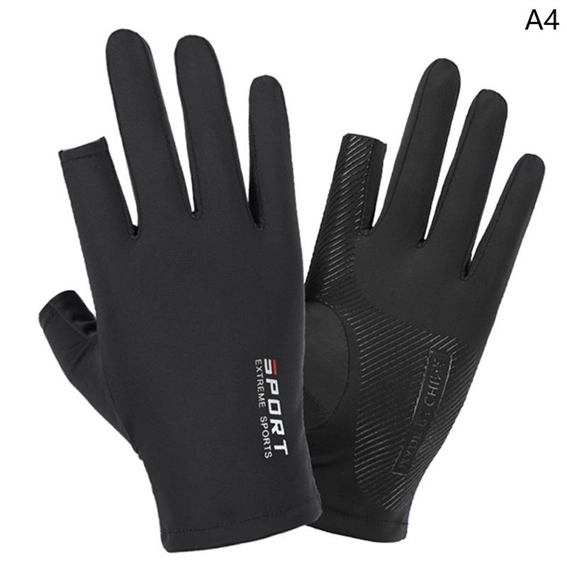1 Pair Breathable Ice Silk Non-Slip Anti-Uv Outdoor Sports Rider Gloves