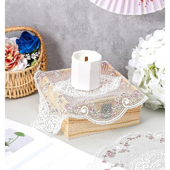 2Pcs Lace Doilies for Tables, Doilies for Furniture Handmade Embroidered Retro French Style, Floret Lace Vase Mats for Furniture Nightstand Room
