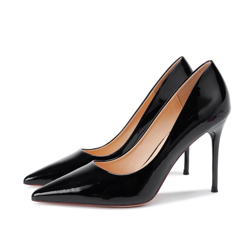 Женские туфли-лодочки на высоком каблуке из лакированной кожи телесного цвета, женские осенние новые туфли с открытым вырезом, острым носком, универсальные, простые, на тонком каблуке, профессиональные одинарные туфли для женщин