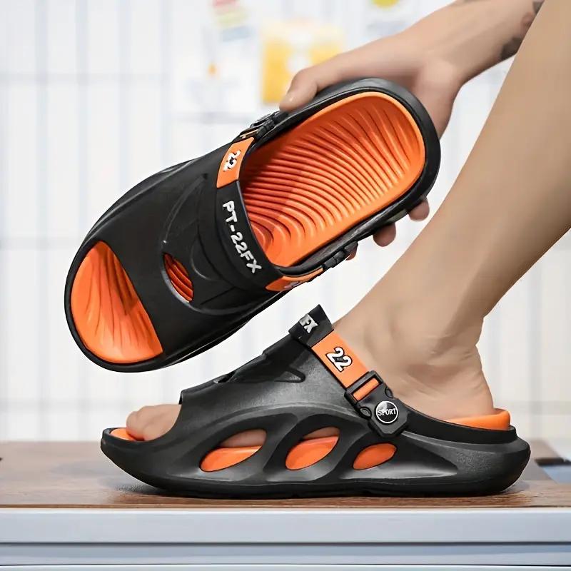 Мужские модные тапочки из ЭВА, нескользящие быстросохнущие тапочки с открытым носком для прогулок в помещении и на открытом воздухе, мужские летние пляжные тапочки