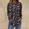 Shirts For Women Cute  Vintage Pattern Print T-Shirt Long Sleeve Tunic Tops Cotton Pullovers