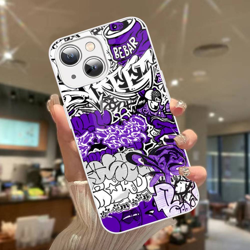 Крутая Черная Граффити Защитная Крышка из Закаленного Стекла для iPhone 14 13 12 Mini 11 Pro XS Max X XR 14 Plus
