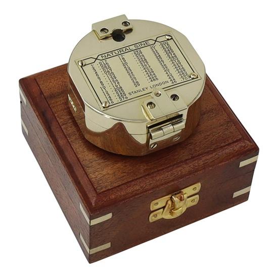 6.35 cm Brass Brunton Compass with Wooden Box Wedding, Anniversary, Birthday, Christmas Gift